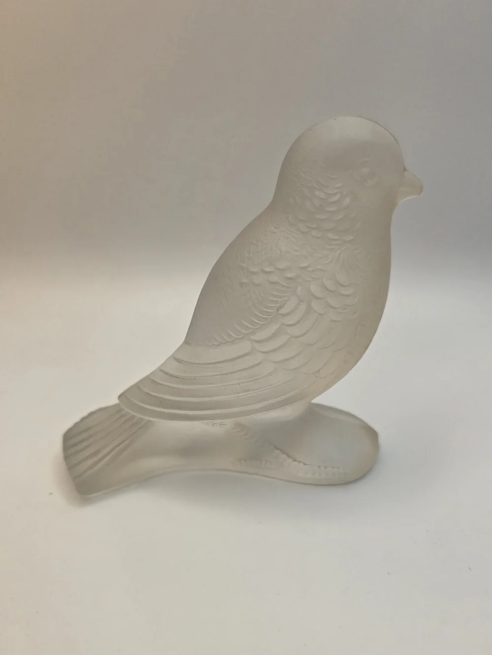 Vintage Frosted Textured Glass Bird Figurine